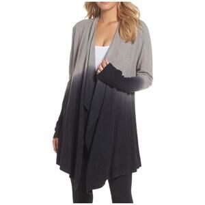 Barefoot Dreams CozyChic Calypso Wrap in Ombré Gray Navy Sz S/M Cardigan Nice!